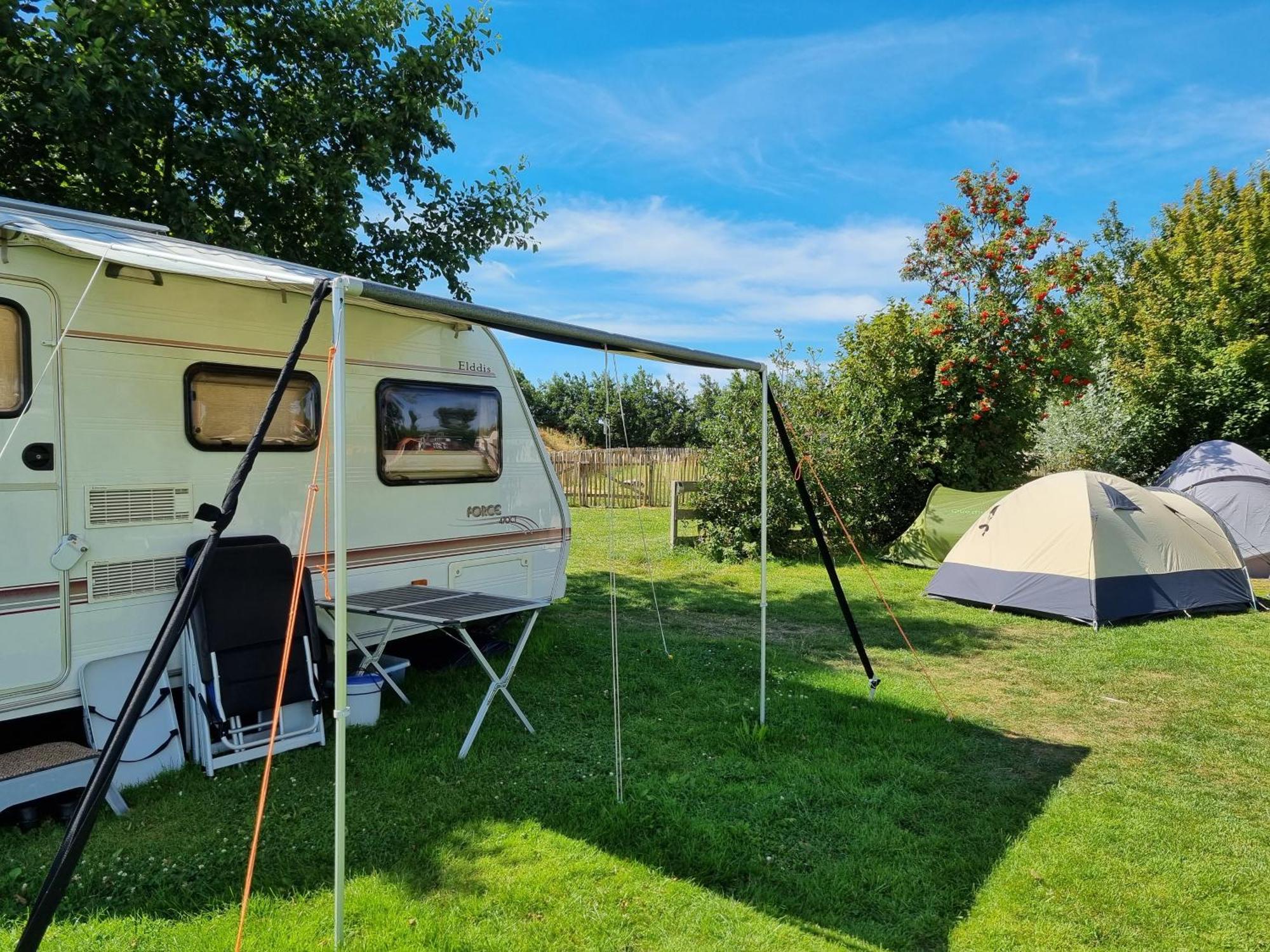 Camping De Tulpenweide Lege Kampeerplaats, Lege Plaats Op Het Gras Zonder Bed Breezand Camera foto